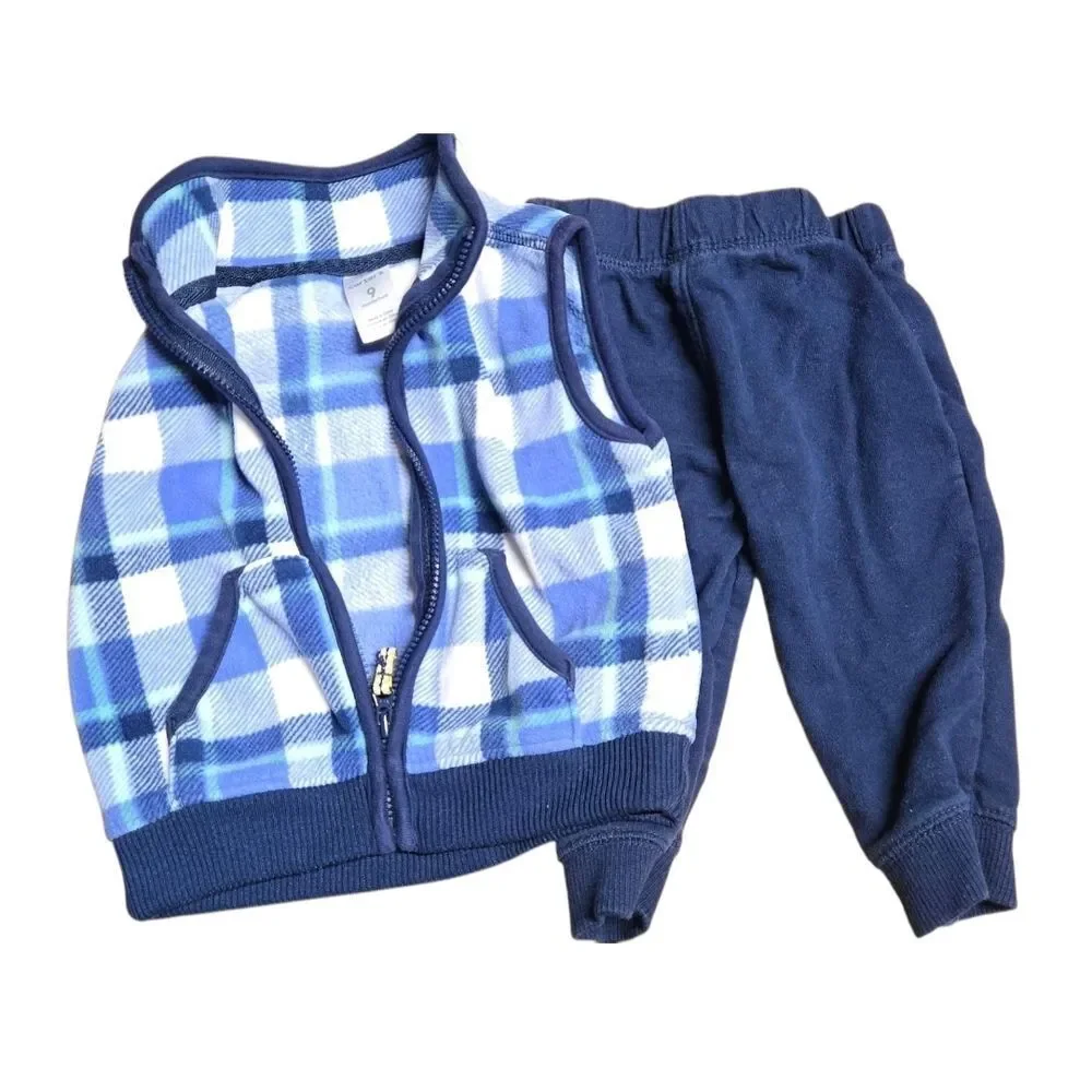 Carter’s 9M Matching Baby Boy Fleece Vest & Sweatpants Set Cozy 2-Piece Outfit